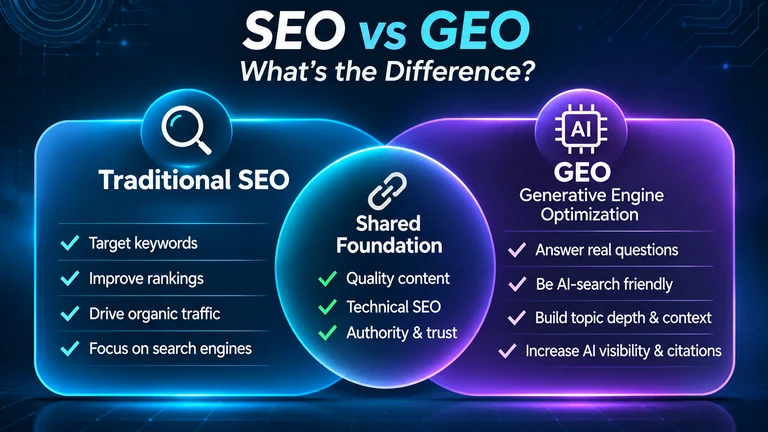 Comparison of traditional SEO and Generative Engine Optimization